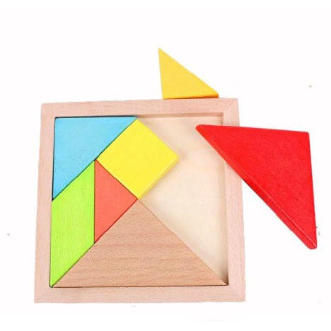 Trí Uẩn Tangram Bộ Ghép 7 Hình Bằng Gỗ Cho Bé 11.5*11.5cm - Đồ Chơi Hình Học Cho Bé