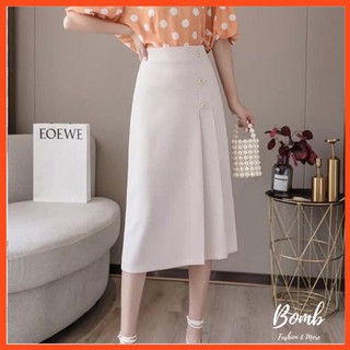 Chân váy Midi 3 cúc dáng dài cực xinh, chân váy dáng dài xếp ly chất vải tuyết mưa cực đẹp