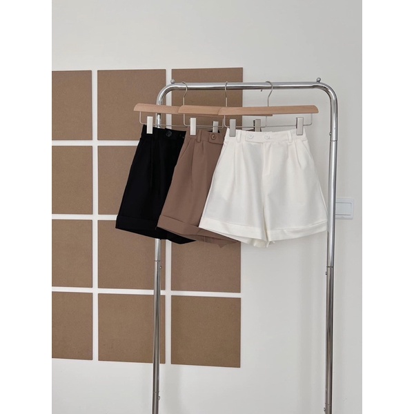 Quần short nữ gập gấu cạp cao có 3 màu