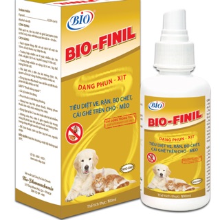 Chai xịt ngoài da trị ghẻ, ve, rận, bọ chét trên chó mèo - bio finil