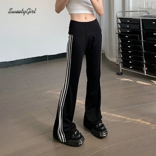 Quần Thể Thao Ống Rộng Lưng Cao In Chữ Phối Màu Tương Phản Thời Trang 2022 Cho Nữ