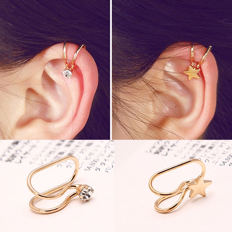 Fashion star love moon earrings without piercings Korean earrings u-shaped cute earrings for women