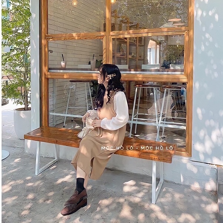 Váy Nữ, Váy Yếm Nỉ Nhung Mix Áo Sơ Mi Dáng Tiểu Thư Hàng Loại 1 | BigBuy360 - bigbuy360.vn