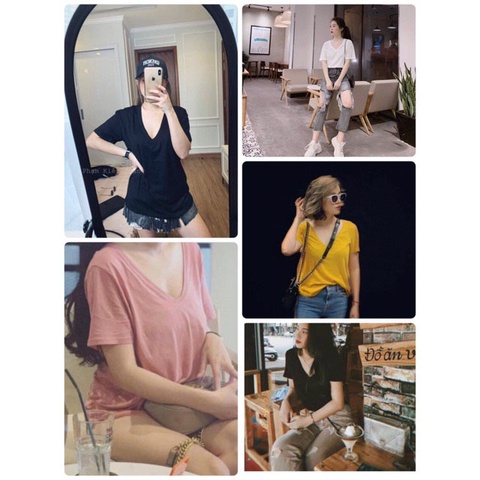 Áo thun giấy basic cổ tim-Colory