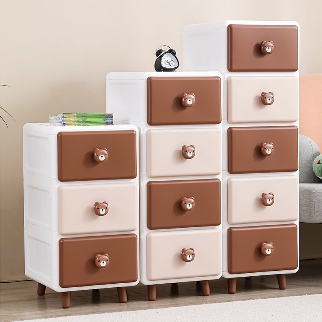 Tủ nhựa ngăn kéo 3-4-5 tầng đựng quần áo, bỉm sữa thỏ hồng Cony cho bé