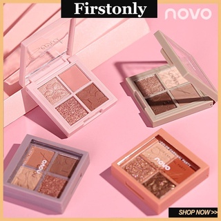 [Hàng mới về] Bảng phấn trang điểm mắt NOVO 4 màu sắc ánh nhũ phân cực lấp lánh thời trang