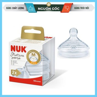 [Phụ Kiện Bình Sữa] Bộ 2 Núm Ti Đa Tia Silicone Dẹt Chỉnh Nha Nuk Thay Thế Bình Cổ Hẹp Nature Sense Cho Bé 0-6 Tháng