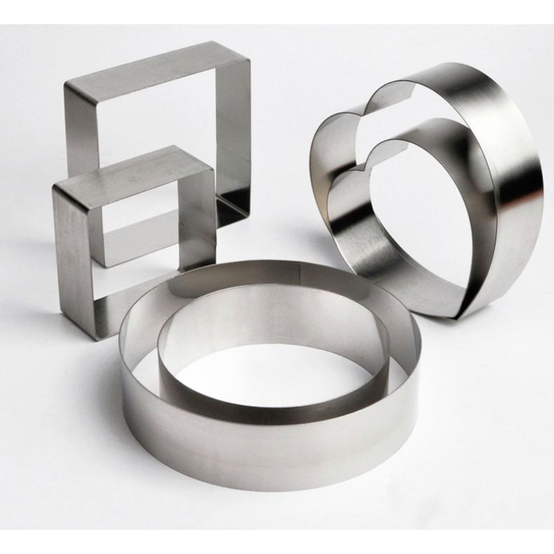 Khuôn ring bánh mousse thép không gỉ tròn/ trái tim/ vuông