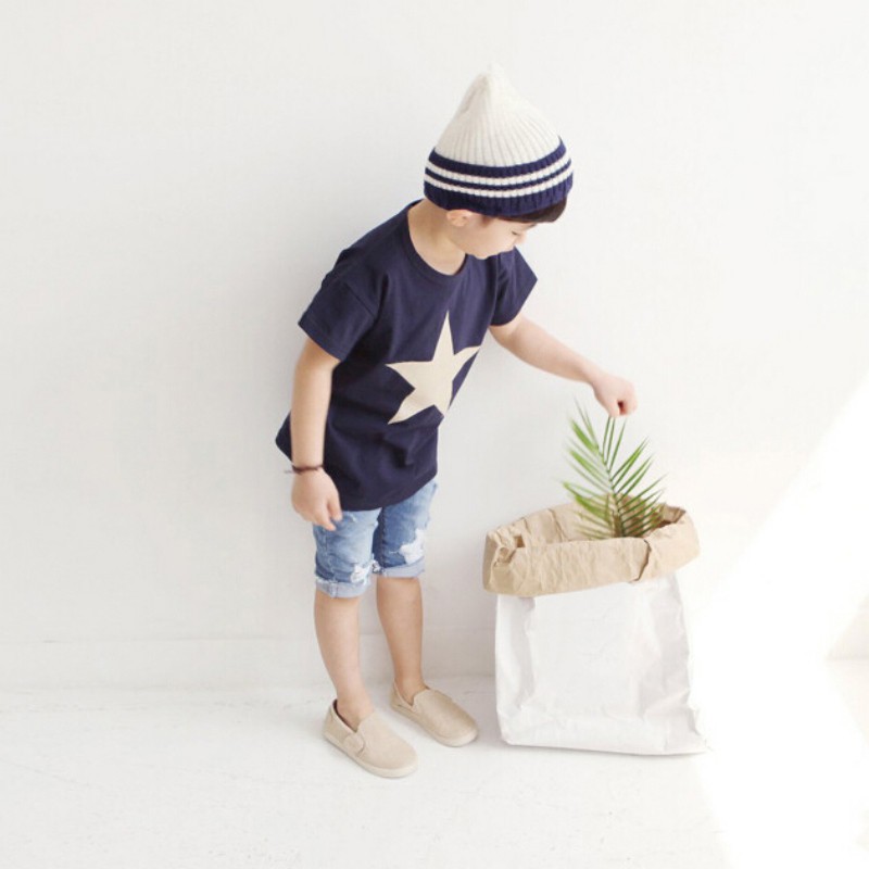Áo thun ngắn tay in hình ngôi sao cho bé trai ( 2-7 tuổi )