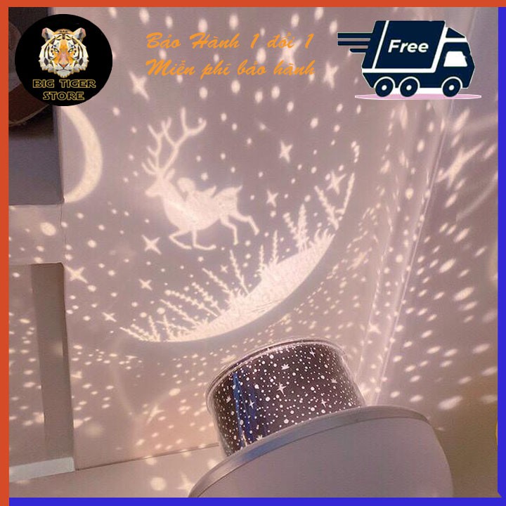 Đèn ngủ ngàn sao 3D chiếu trần xoay tự động kèm 6 hình chiếu cổ tích, đại dương, sinh nhật siêu lung linh