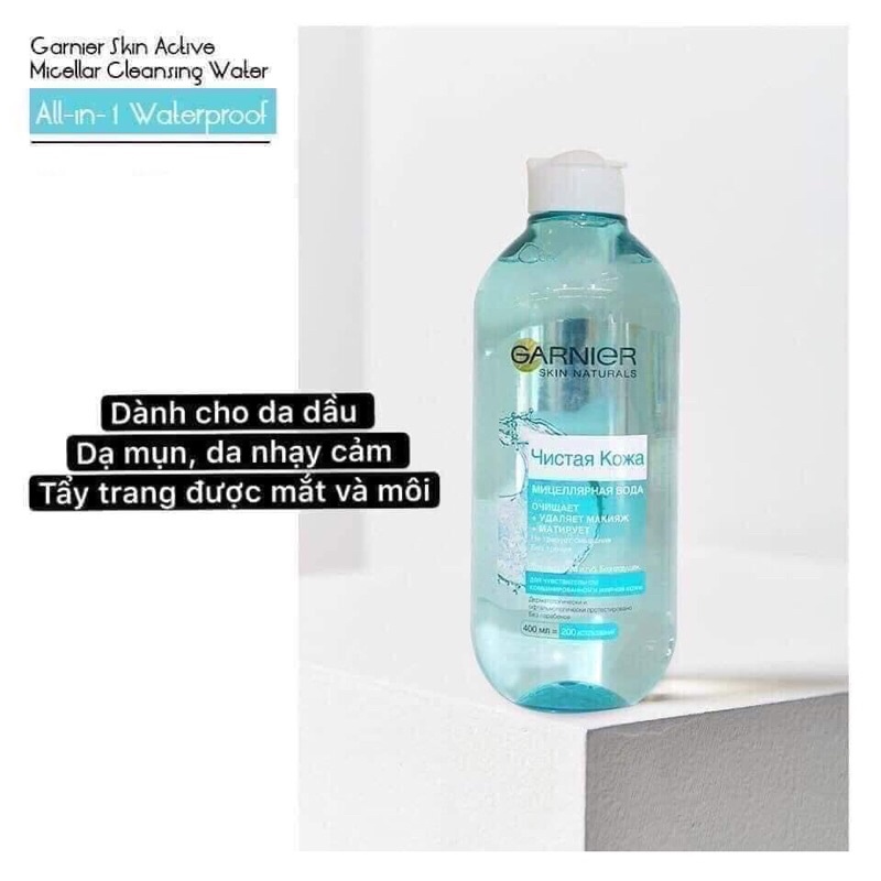 Nước tẩy trang Micellar Garnier Xanh Skinactive Cleansing Water