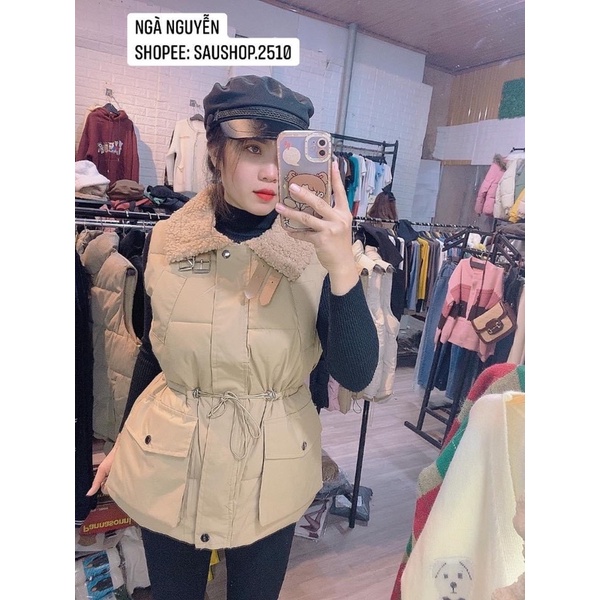 Áo phao gile cổ lông rút eo ( Kèm ảnh thật+ video) | BigBuy360 - bigbuy360.vn