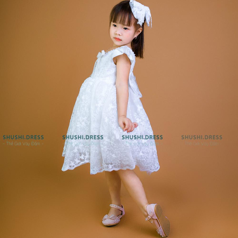 Váy Công Chúa Màu Trắng, Màu Hồng 5 Lớp mặc đi chơi đi dự tiệc siêu xinh Shushibaby