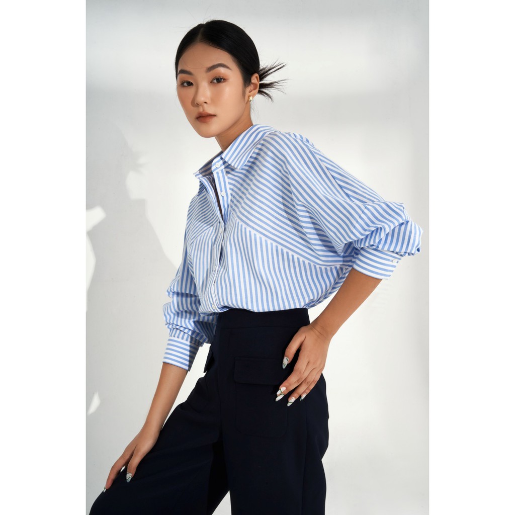 Áo sơ mi kẻ oversize tay raglan_MONOTALK T10017TK
