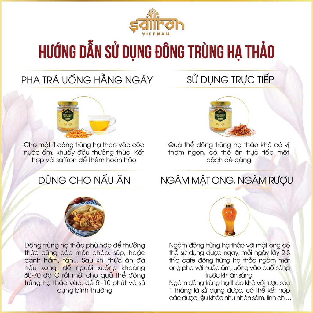 Đông trùng hạ thảo sấy thăng hoa Saffron Việt Nam