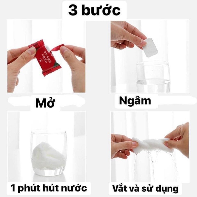 Khăn nén vải cotton Hàn Quốc dày dặn bịch 20 viên