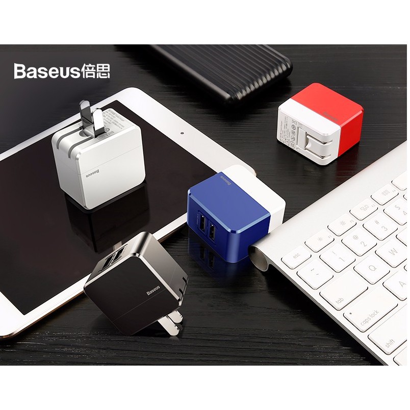 CỦ SẠC BASEUS VỚI 2 CỔNG USB SẠC NHANH MINI SQUARE 3.4A
