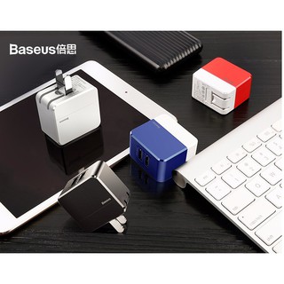 Củ sạc baseus với 2 cổng usb sạc nhanh mini square 3.4a