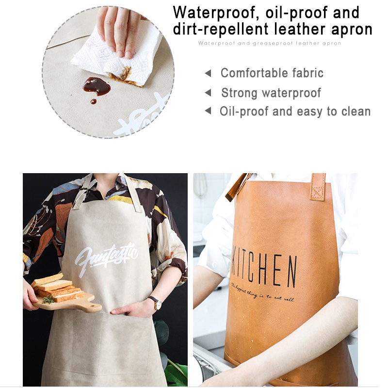 Ins Tạp dề bằng da chống thấm nước và chống dầu phong cách Bắc Âu tạp dề nhà bếp nhà bếp sáng tạo