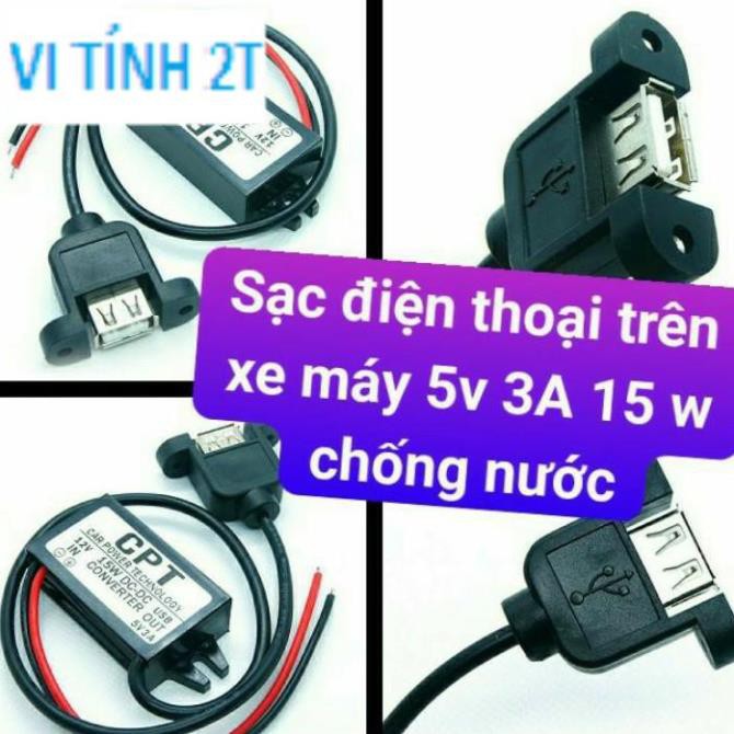 Sạc điện thoại trên xe máy 5v 3A 15w chống nước