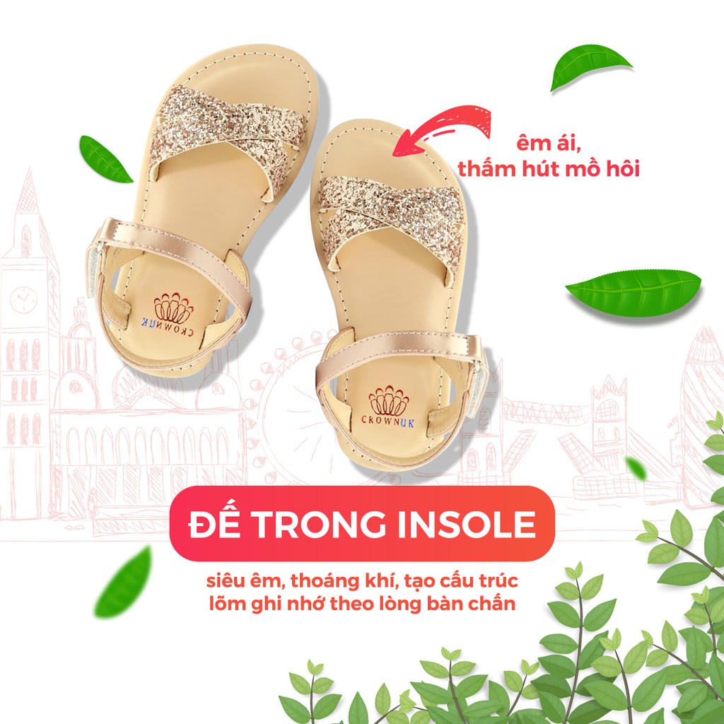 Sandal Bé Gái Crown Space Cao Cấp CRUK7010 cho bé 2-14 Tuổi