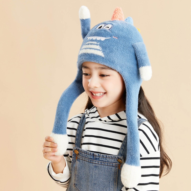Mũ Beanie Mềm Phối Tai Thỏ Có Thể Chuyển Động Vui Nhộn Thời Trang Mùa Đông Cho Bé Gái
