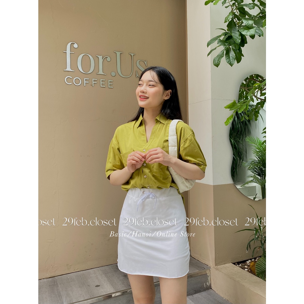 [Ảnh thật/Video] Áo sơ mi cộc tay cổ V xẻ tà - 29feb.closet - A71