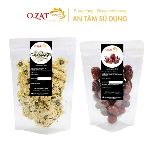 Trà hoa cúc trắng táo đỏ khô loại 1 O.ZAT Food táo trái 200g cúc trắng 50 - 100g giúp ngủ ngon an thần