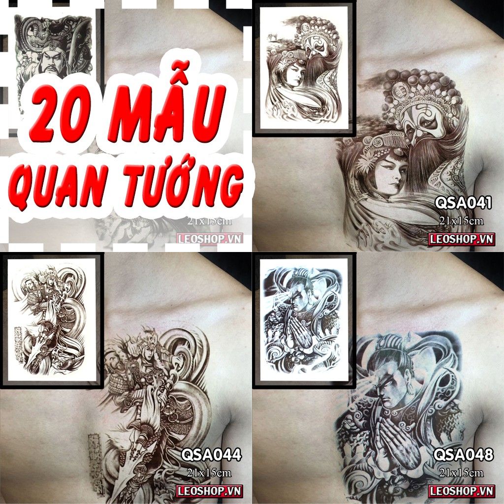 Hình Xăm Dán Quan Vũ. Triệu Vân, Nhị Lang Thần Các Loại (21x15cm)