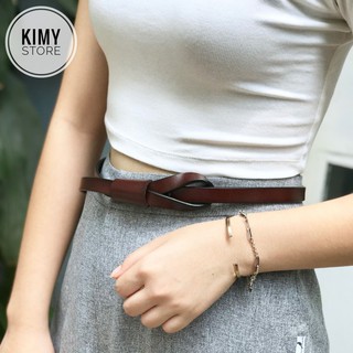 Thắt lưng nữ bản nhỏ da thật 1.5cm thắt nơ siêu tiện lợi