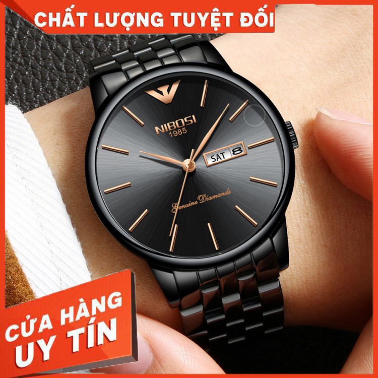 HÀNG CAO CẤP -  Đồng hồ nam NIBOSI 2332 dây thép đúc mặt kính tráng shapphire lịch ngày cao cấp  - Hàng Cao Cấp