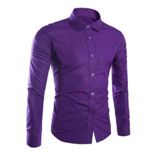 Áo sơ mi nam dài tay màu tím vải cotton rất đẹp