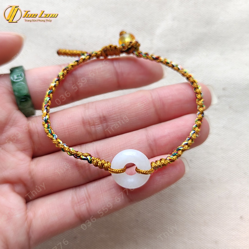 Vòng tay may mắn nữ dây chỉ các màu bện đồng điếu bạch ngoc hợp mệnh - Tuệ Lâm