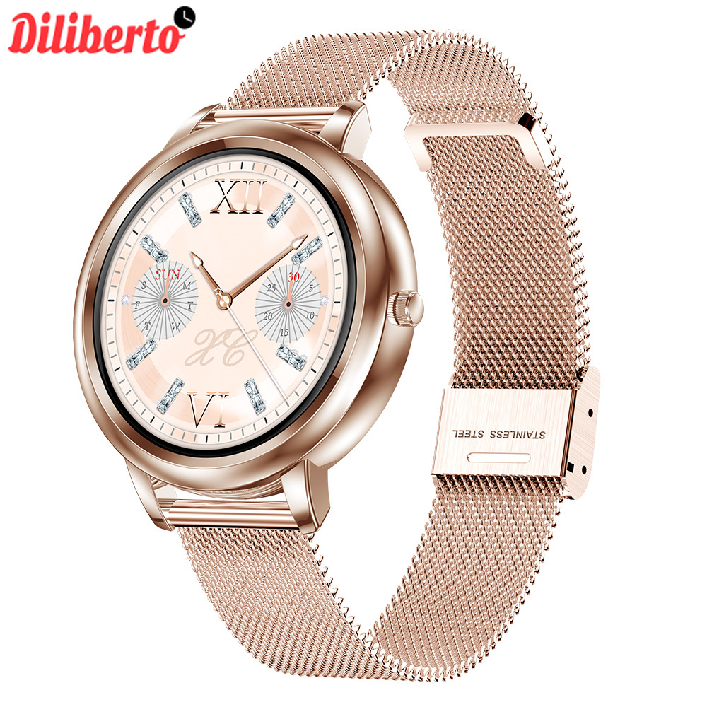 Diliberto MK20 Stylish Women Smart Watch Round Screen Full touch Smartwatch For Girl Heart rate monitor compatible For Android and iPhone