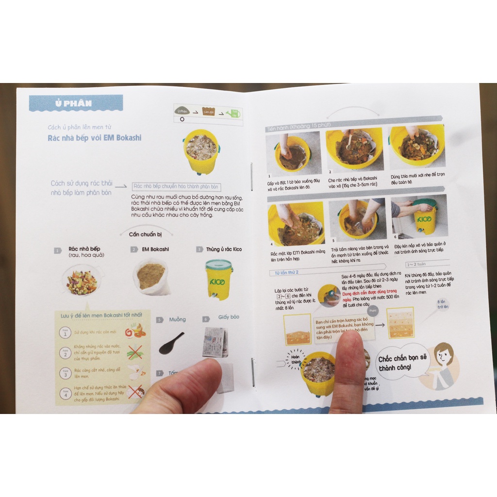 Thùng ủ rác hữu cơ nhà bếp Kico loại 25L (Kèm 1Kg EM Bokashi Ủ Rác)