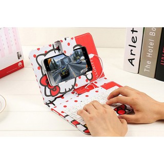 Bao Da Kèm Bàn Phím Cho Smartphone Hello kitty