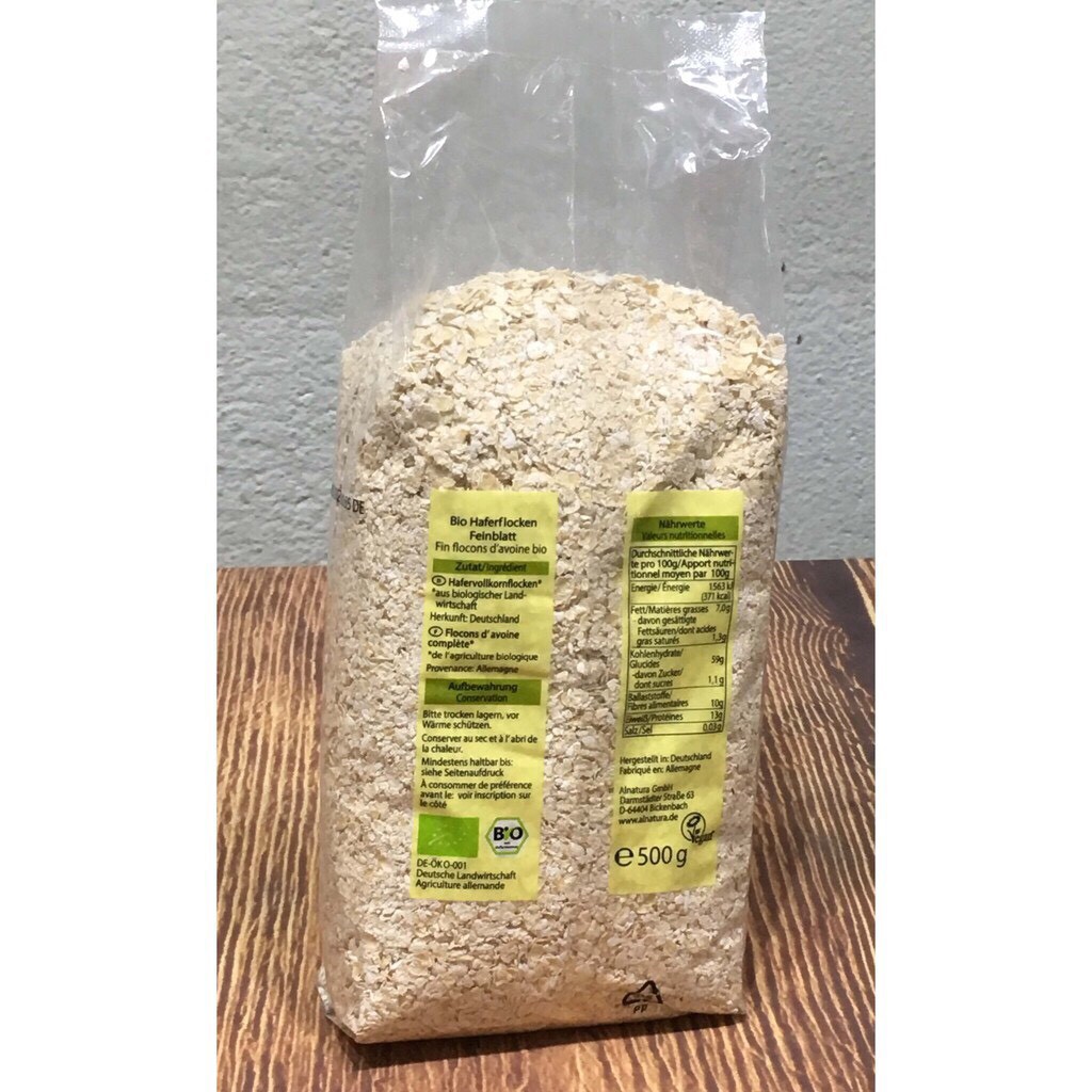 Yến mạch cán mỏng vỡ Hafer Flocken 500gr, 5 phút ăn liền