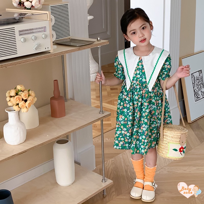 Đầm Công Chúa Eo Phồng In Họa Tiết Hoa Dễ Thương Thời Trang Mùa Hè Cho Bé Gái 2-7 Tuổi