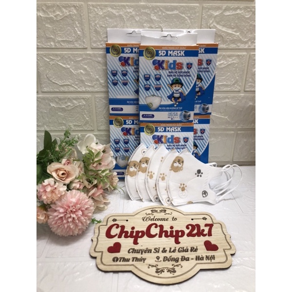 [5d kid] Hộp khẩu trang 5D họa tiết nhiều màu sắc cho bé dưới 5 tuổi - 10 cái