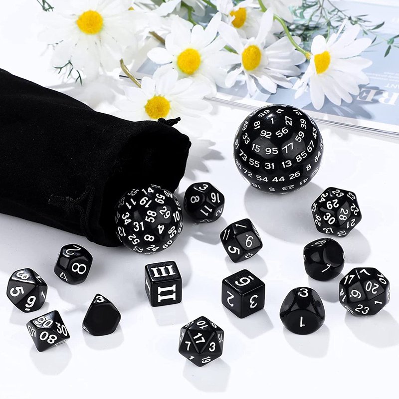 Bộ 15 Xí Ngầu Hoàn Chỉnh Polyhedral DND D3-D100 Hình Cầu RPG 100 Mặt Dùng Chơi Trò Chơi