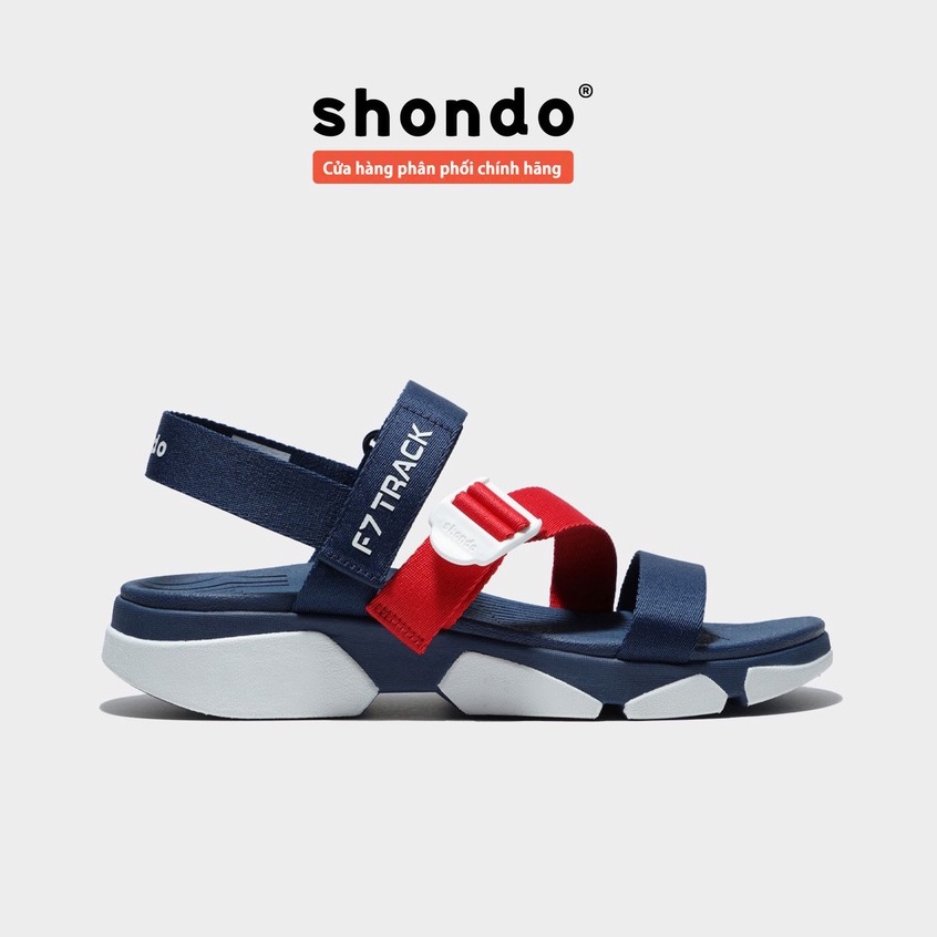[Mua Kèm Áo Thun 0Đ] Giày Sandals SHONDO F7 Chính Hãng - F7T0036 Track xanh Navy đế trắng