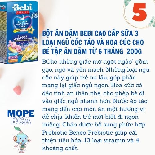 Bột ăn dặm BEBI bé 6 tháng trở lên