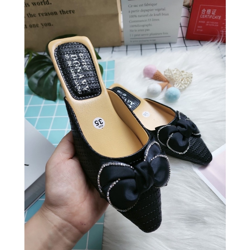 Giày Sục Kim Tuyến Gắn Nơ Cực Xinh Bít Mũi Đế 2p Mang Êm Chân Mẫu Đẹp Hợp Thời Trang su.(Ảnh Thật) suc.no_kimtuyen