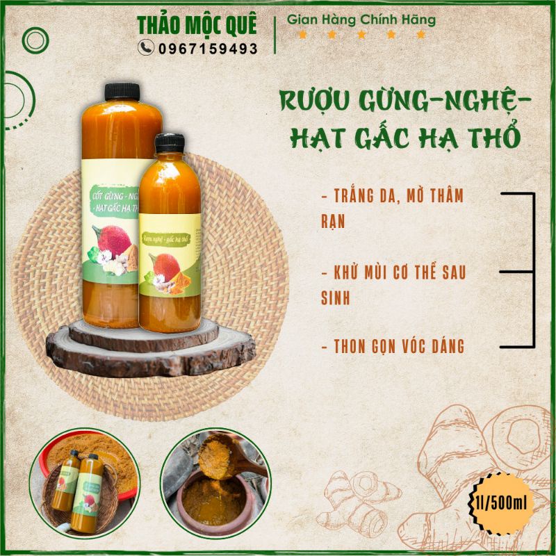 Cốt gừng nghệ hạt gấc hạ thổ 100 ngày - Cốt đậm đặc giảm eo đánh tan mỡ bụng, thâm rạn, giúp ấm làm đẹp cho bà bầu