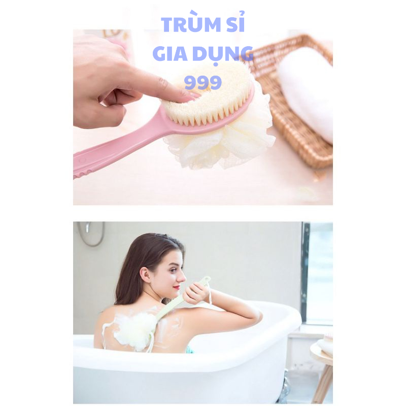 bàn chải chán dài kèm bông tắm,Bông Tắm Tạo Bọt Cao Cấp Cọ Kỳ Lưng Chất Liệu Cao Cấp An Toàn Cho Da