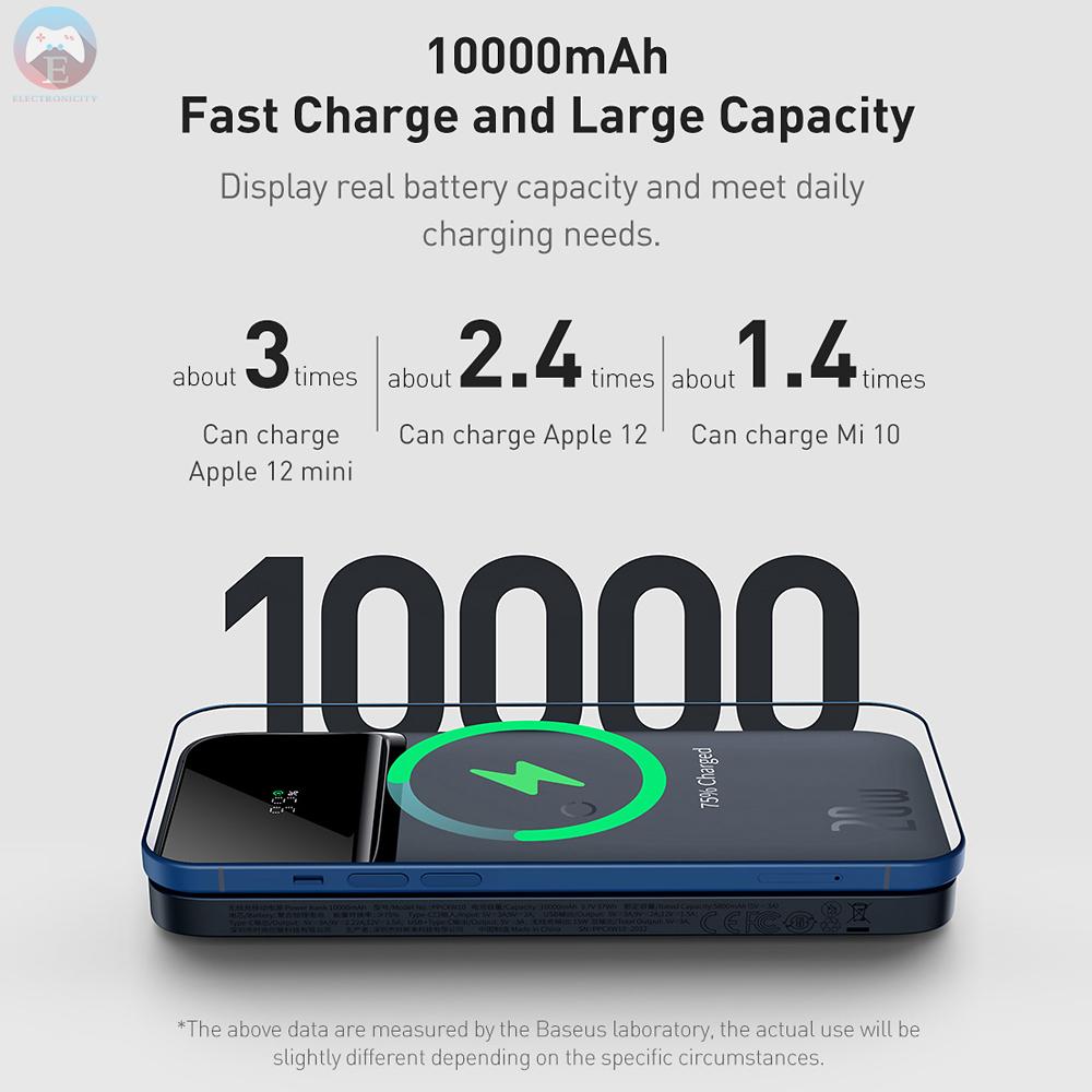 Bộ Sạc Không Dây Baseus Power Bank 10000mah 20w Pd Có Nam Châm Cho Iphone 12 / 12 Mini / 12 Pro Max