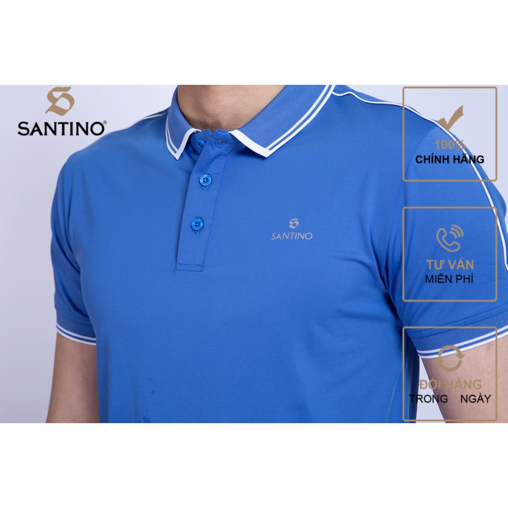 Áo Polo thể thao nam Vải Cá Sấu SANTINO cao cấp chống nhăn, form ôm nhẹ, thích hợp giặt máy, kháng tia UV - B858
