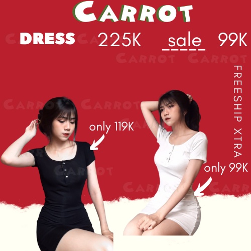 Đầm body đẹp basic ôm quyến rũ phong cách hàn quốc dễ thương thời trang nữ trendy carrotxinhdep