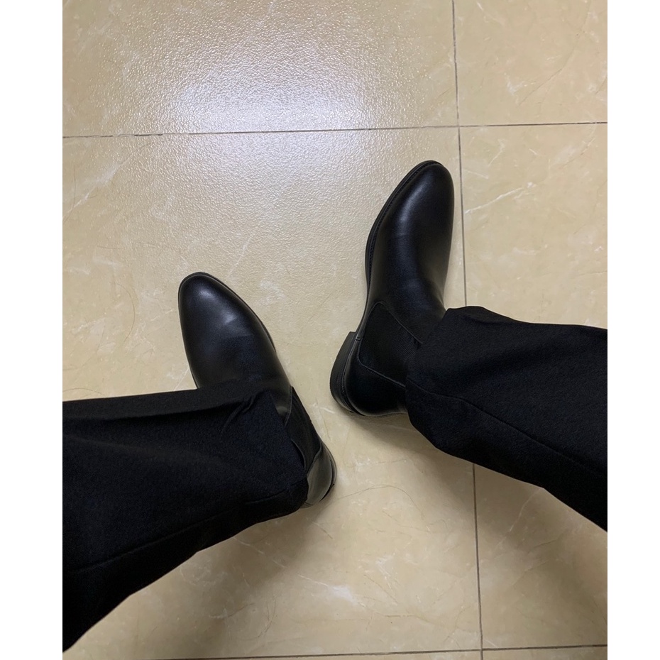 giày bot da nam cổ cao phom chealse boots chuẩn âu sang trọng lịch lãm dễ dang phối đồ  có thể kết hợp lót tăng cao