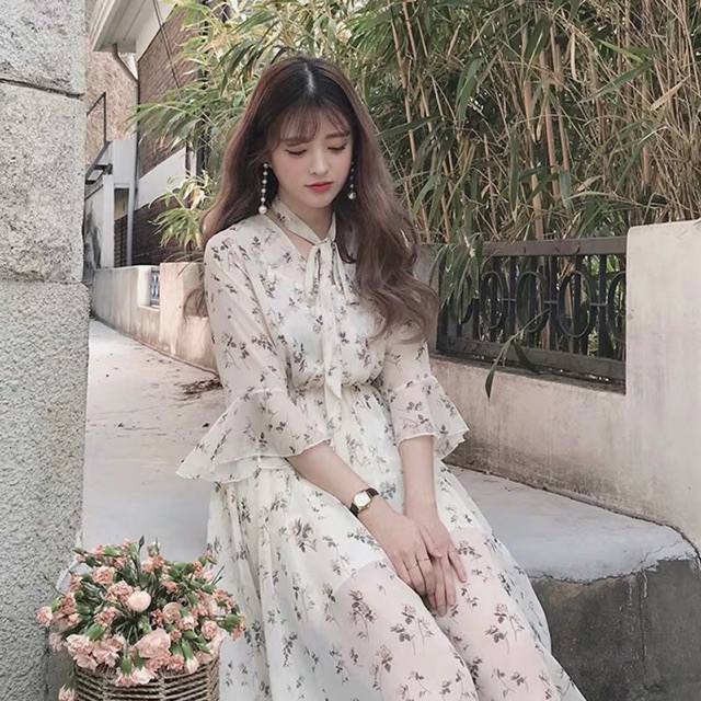 Đầm váy voan hoa nhí vintage/ Đầm ulzzang( kèm ảnh thật)